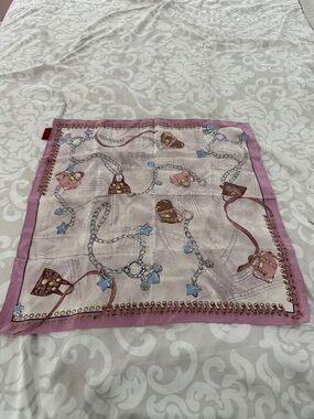 Silk-Look Pink Chain & Charm Square Scarf